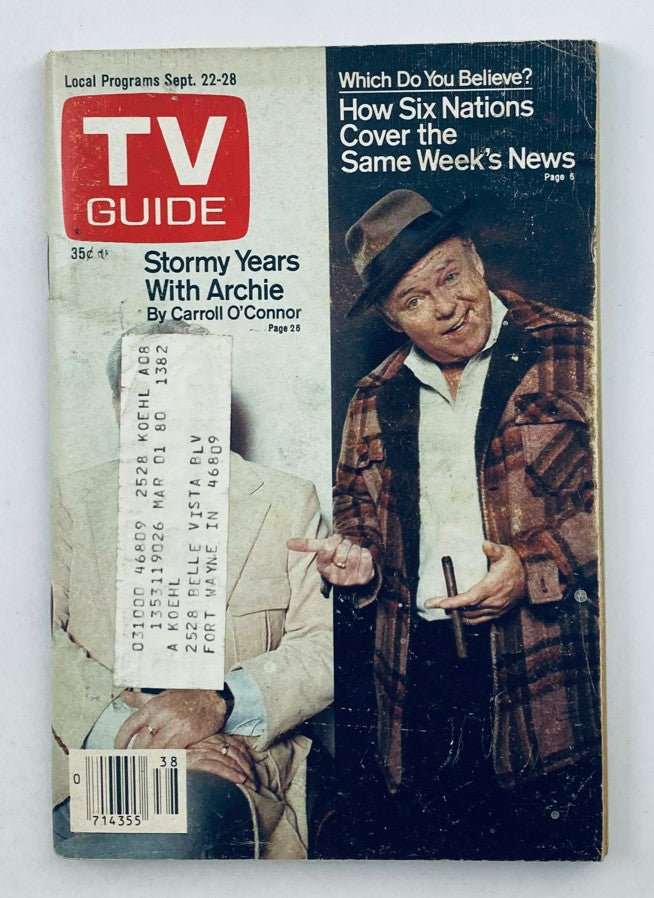 TV Guide Magazine September 22 1979 #1382 Carroll O'Connor Northern IN Ed.