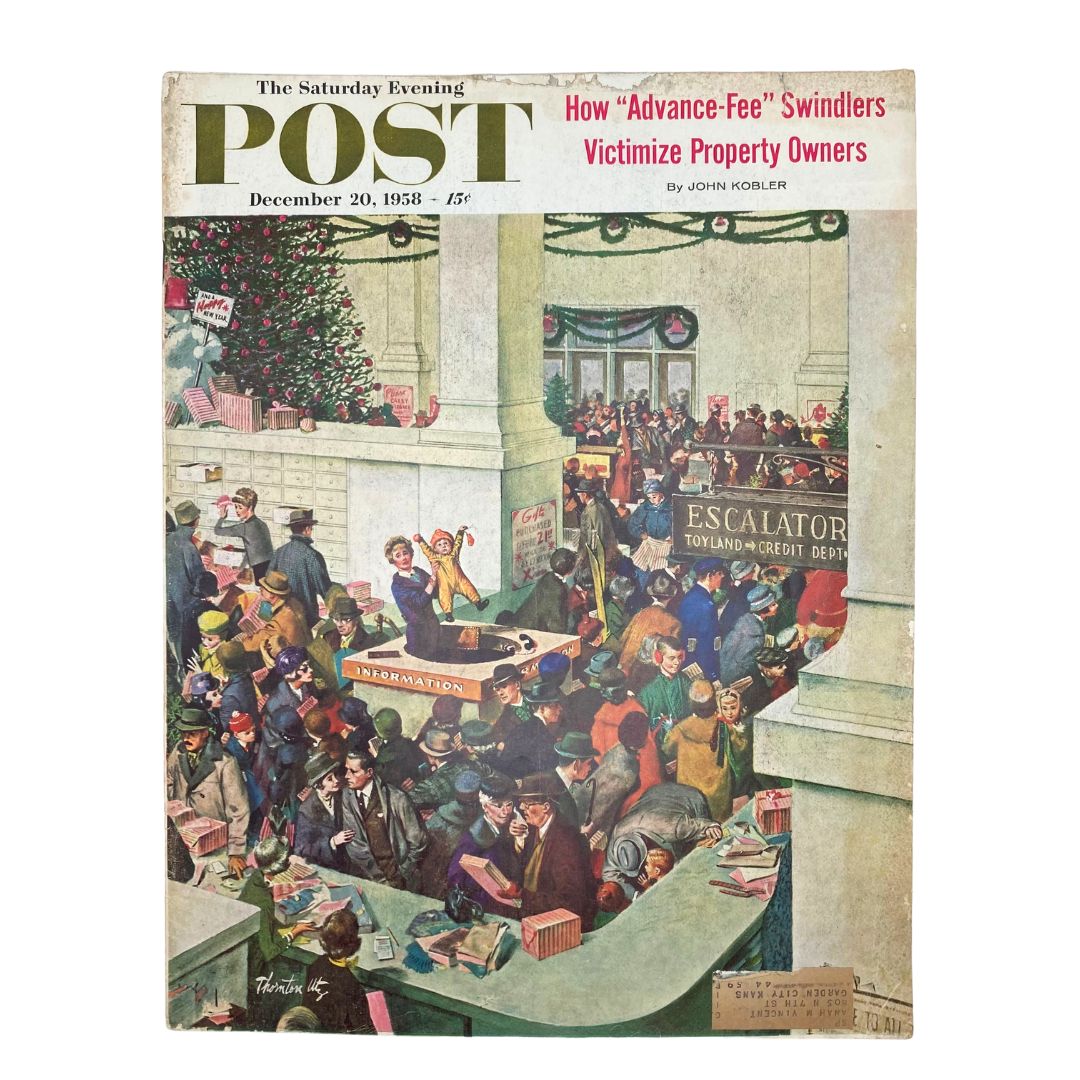 Saturday Evening Post Magazine December 20 1958 Madding Throng Dept. Store - Utz