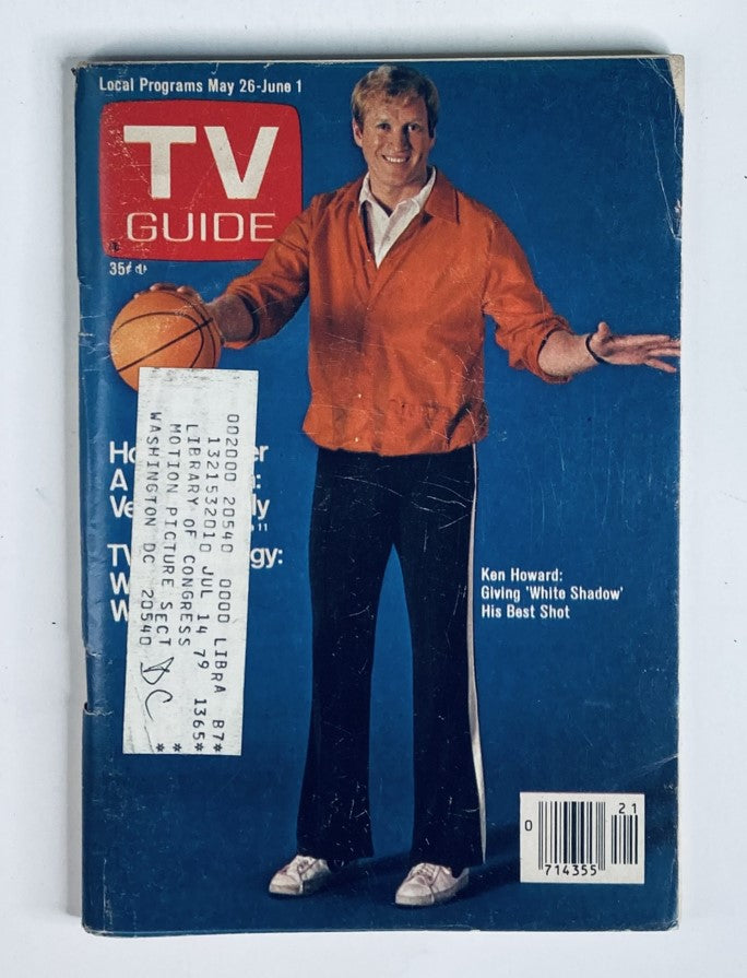 Cover of TV Guide Magazine May 26, 1979, Issue #1365 featuring Ken Howard holding a basketball, representing his role in 'The White Shadow'.
