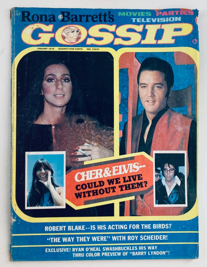 VTG Rona Barrett's Gossip Magazine January 1976 Cher & Elvis Presley No Label