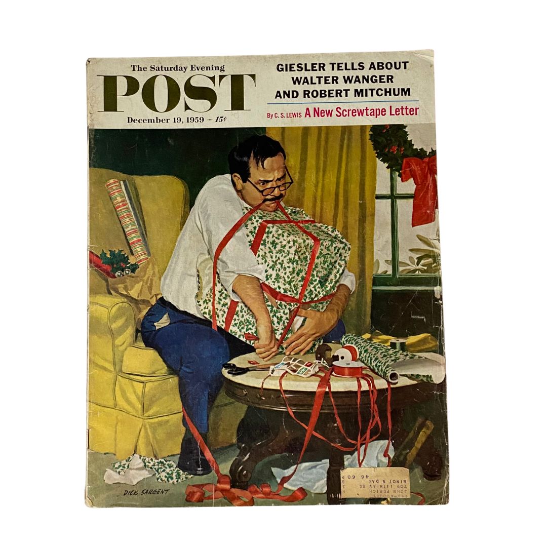 Saturday Evening Post Magazine December 19 1959 Flaming Bows in Men - Sargent