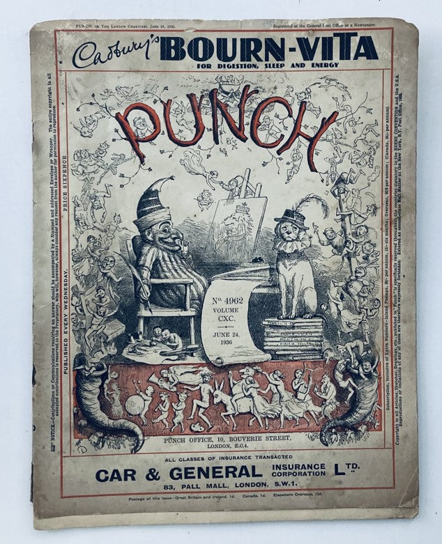 Punch Magazine June 24 1936 Vol 190 No. 4962 WWII Cartoon & Humour No Label