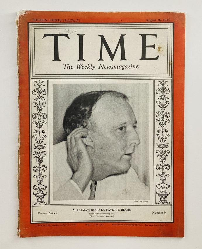 VTG Time Magazine August 26 1935 Vol 26 #9 Hugo La Fayette Black Good Interior