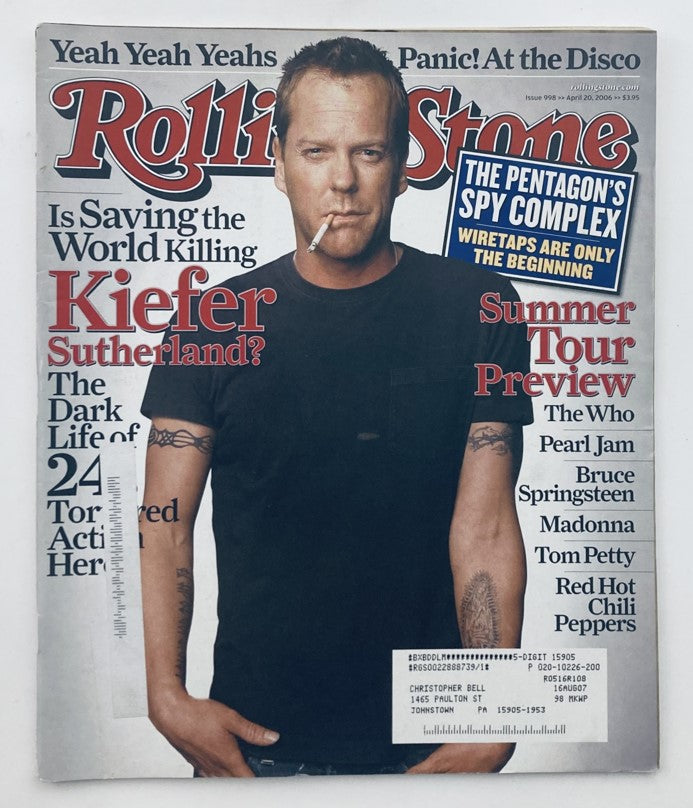 Rolling Stone Magazine April 20 2006 Issue 998 Kiefer Sutherland Dark Life of 24