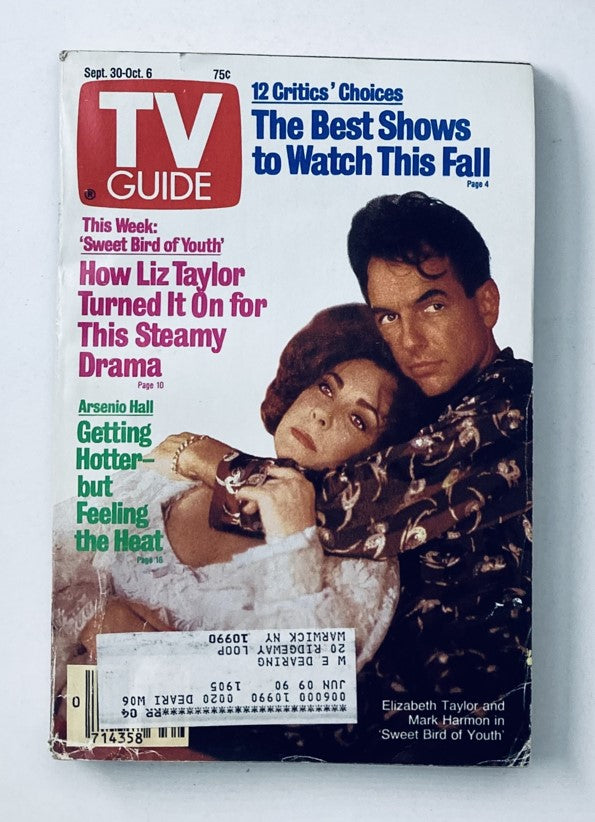 TV Guide Magazine September 30 1989 Elizabeth Tayolor & Mark Harmon NY Metro Ed.