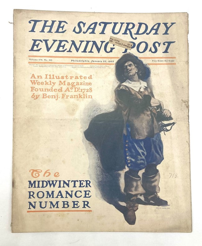 Saturday Evening Post Illustrated Cover January 25 1902 Midwinter Romance Number