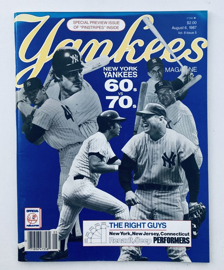 VTG Yankees Magazine August 6 1987 Issue 5 NY Yankees 60s vs 70s No Label