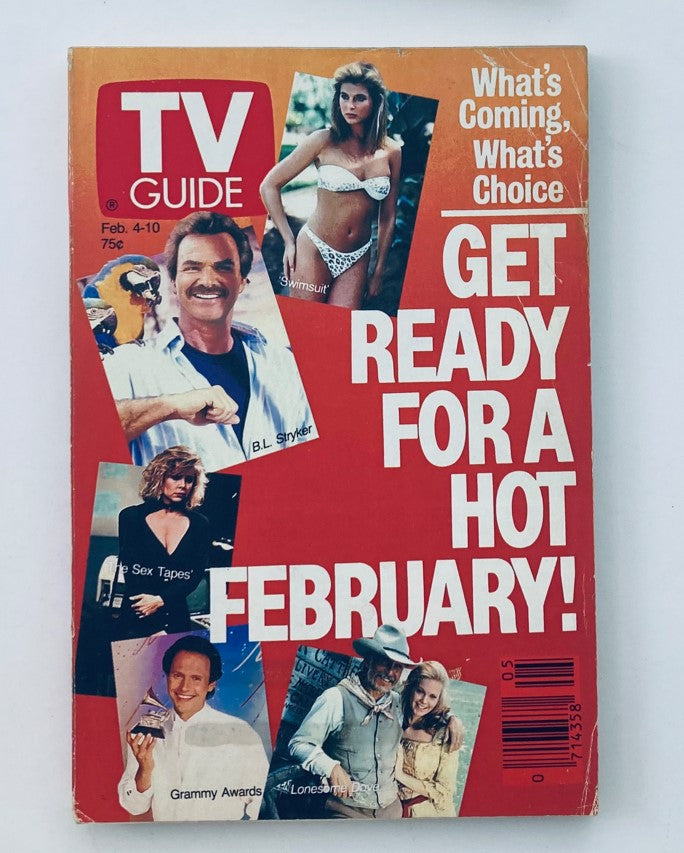 TV Guide Magazine February 4 1989 featuring Billy Crystal and Robert Duvall on the cover, with a vibrant red background and images of television shows and stars, highlighting the entertainment highlights for the week.