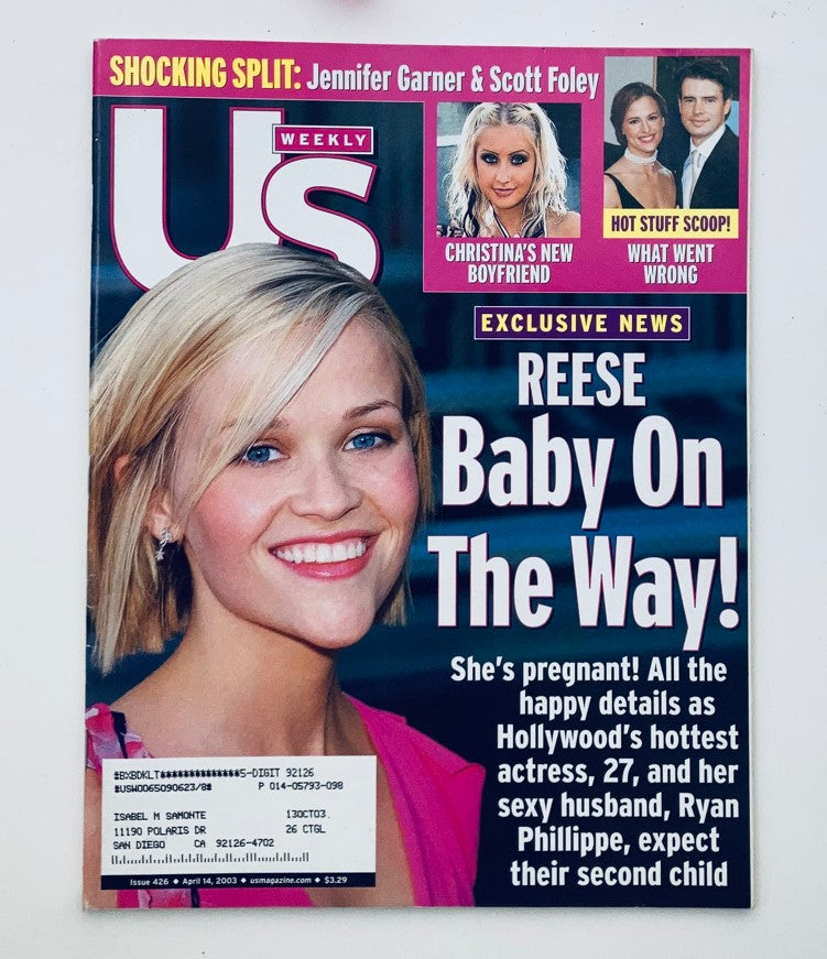 Us Weekly Magazine April 14 2003 Issue 426 Reese Whiterspoon, Ryan Phillippe VG