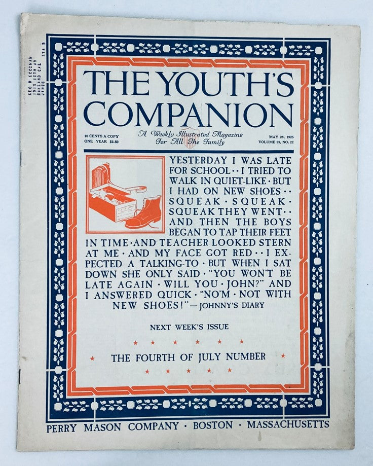 VTG The Youth's Companion Magazine May 28 1925 Vol 99 #22 No'M Not With Shoes