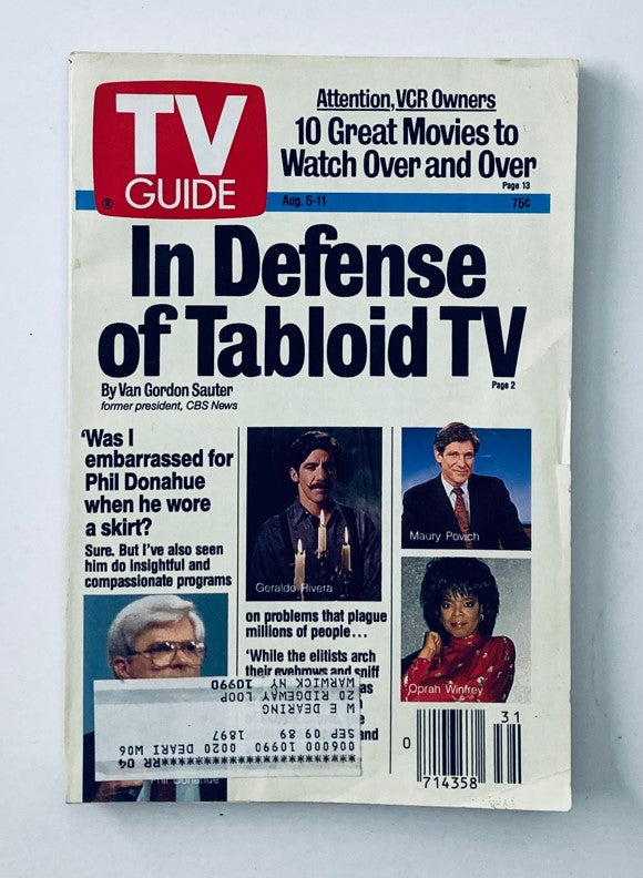 TV Guide Magazine August 5 1989 Oprah Winfrey, Phil Donahue NY Metro Ed.