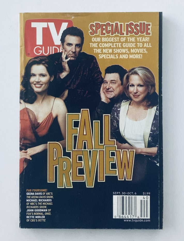 TV Guide Magazine September 30 2000 Geena Davis Eastern NC Ed No Label