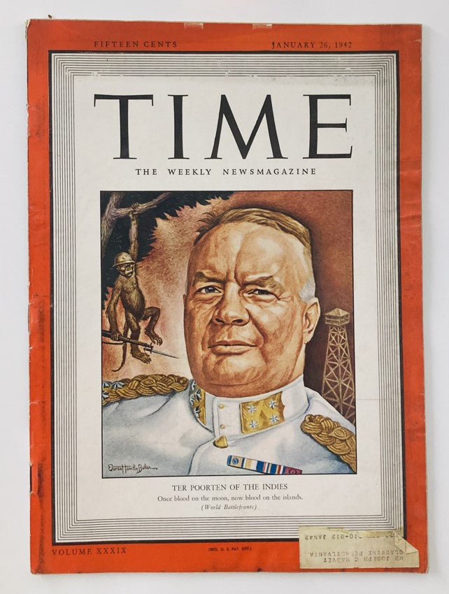 VTG Time Magazine January 26 1942 Vol 39 No. 4 Hein ter Poorten of the Indies