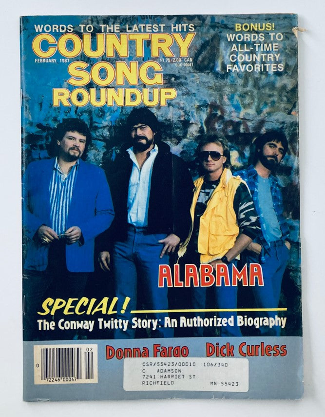 VTG Country Song Roundup Magazine February 1987 Alabama & Conway Twitty Story