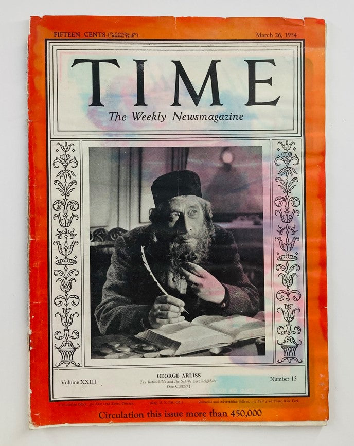 VTG Time Magazine March 26 1934 Vol 23 No. 13 Filmmaker George Arliss