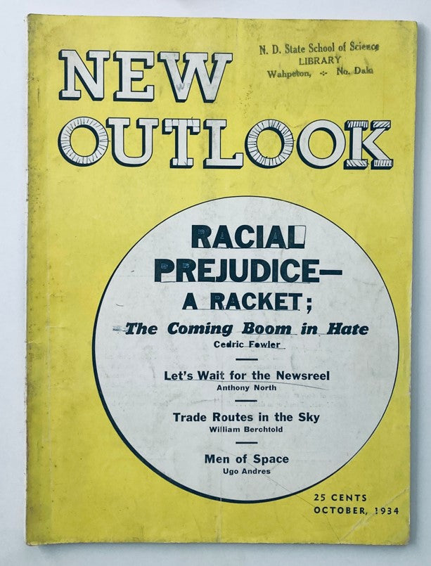 VTG New Outlook Magazine October 1934 Racial Prejudice A Racket No Label