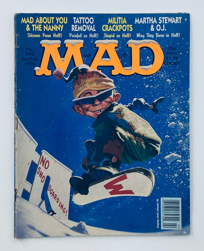 Mad Magazine January 1996 #342 No Snowboarding! 4.0 VG Very Good No Label