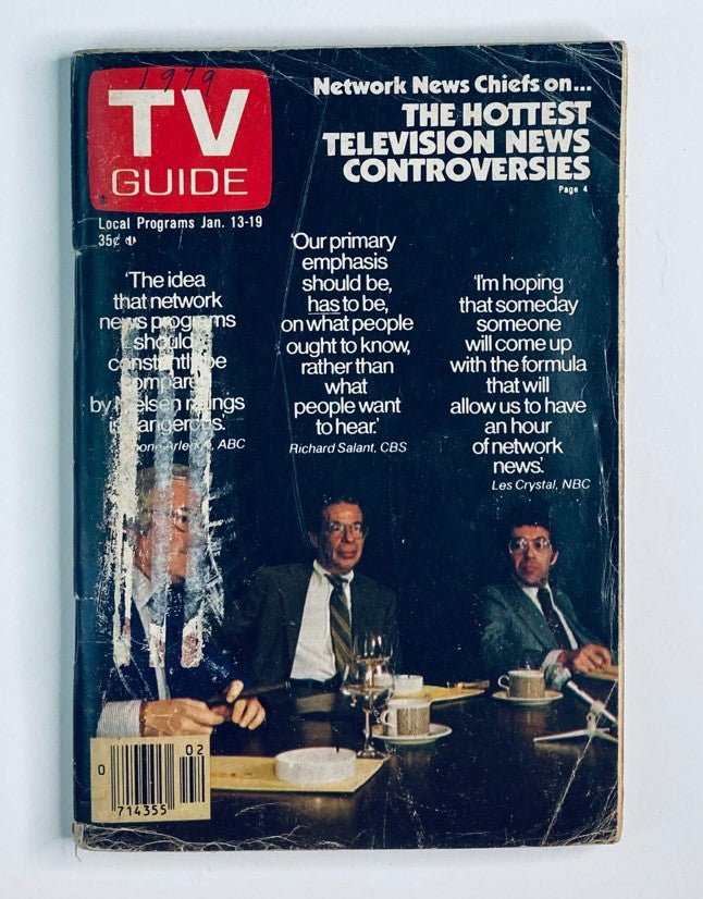 Cover of TV Guide Magazine January 13 1979, issue #1346 featuring network news chiefs, highlighting pivotal television news controversies, with the iconic red and white logo.