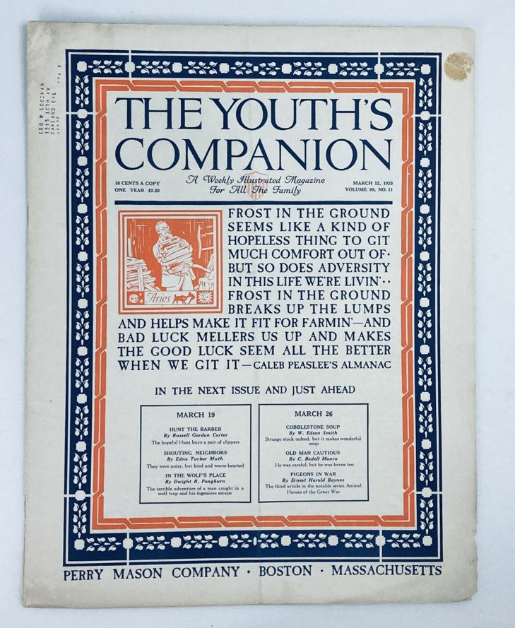 VTG The Youth's Companion Magazine March 12 1925 Bad Luck Mellers Us Up