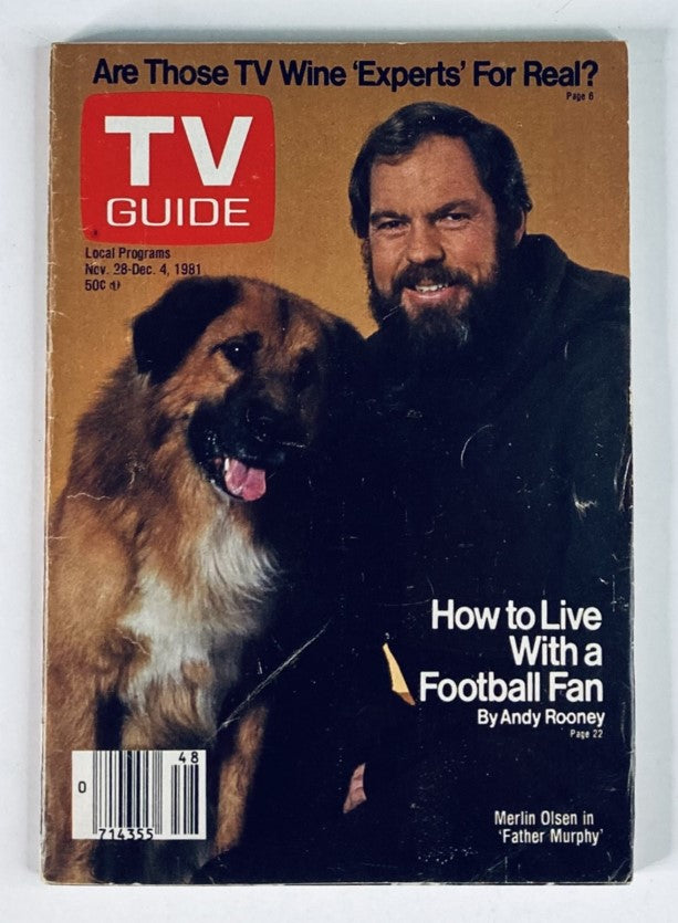 TV Guide Magazine November 28 1981 #1496 Merlin Olsen Nashville Ed. No Label