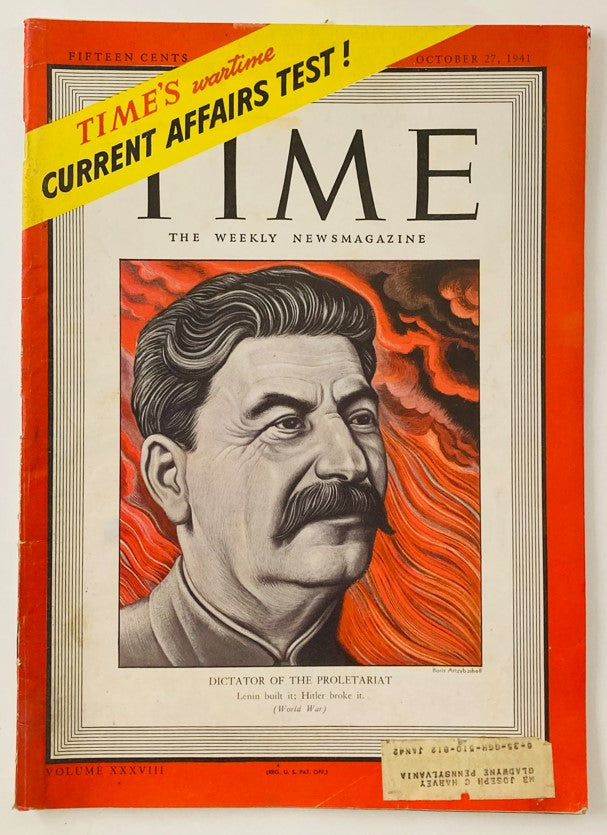 VTG Time Magazine October 27 1941 Joseph Stalin Soviet Union WWII