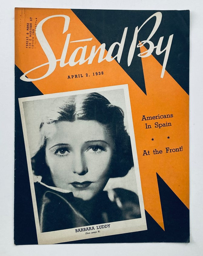 VTG Stand By Magazine April 2 1938 Barbara Luddy and Americans in Spain