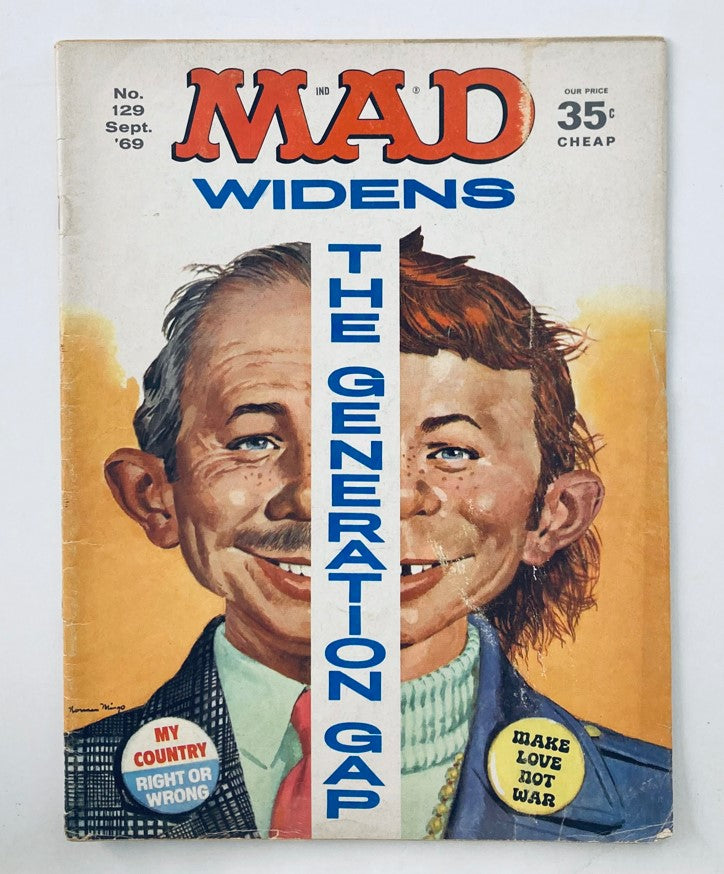 VTG Mad Magazine September 1969 No. 129 The Generation Gap 2.0 GD Good No Label