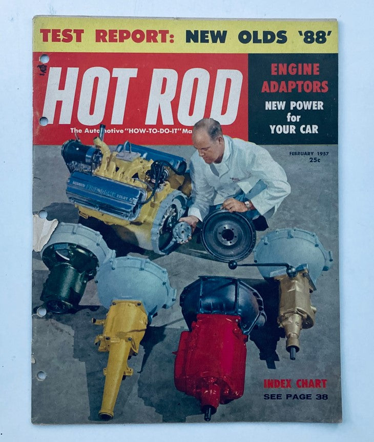 VTG Hot Rod Magazine February 1957 Engine Adoptors Power for Your Car No Label