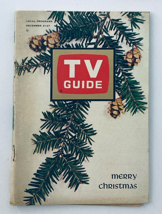 TV Guide Magazine December 21 1963 #560 Merry Christmas Cleveland Edition front cover featuring evergreen branches and pine cones.