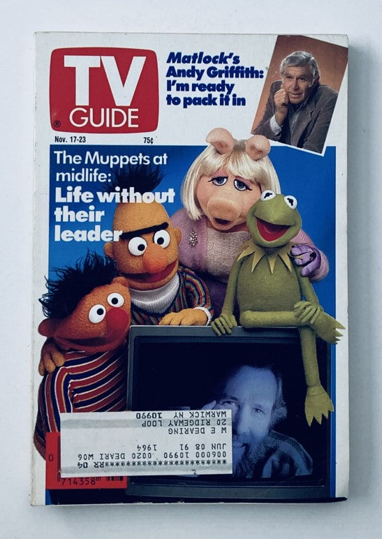 TV Guide Magazine November 17 1990 Andy Griffith and The Muppets NY Metro Ed.