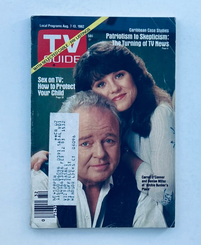 TV Guide Magazine August 7 1982 Carroll O'Connor Hartford-New Haven Ed.