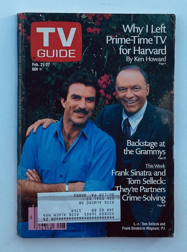 TV Guide Magazine February 21 1987 Frank Sinatra Tom Selleck Pittsburgh Metro Ed