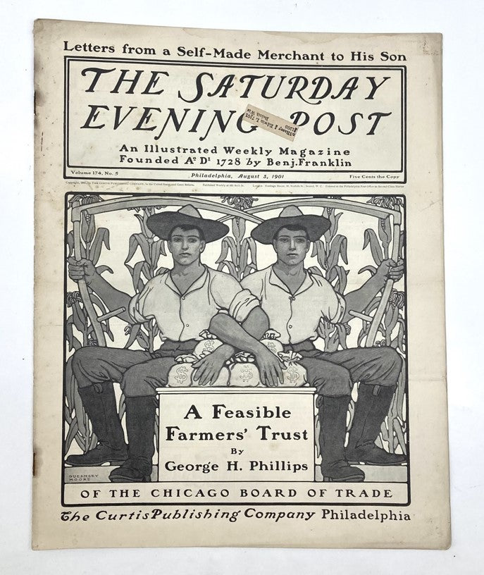 Saturday Evening Post Magazine Illustrated Cover August 3 1901 Farmer's Trust