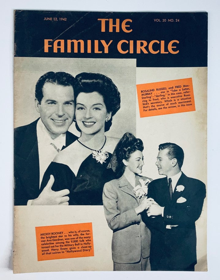 VTG The Family Circle Magazine June 12 1942 Rosalind Russell & Fred No Label