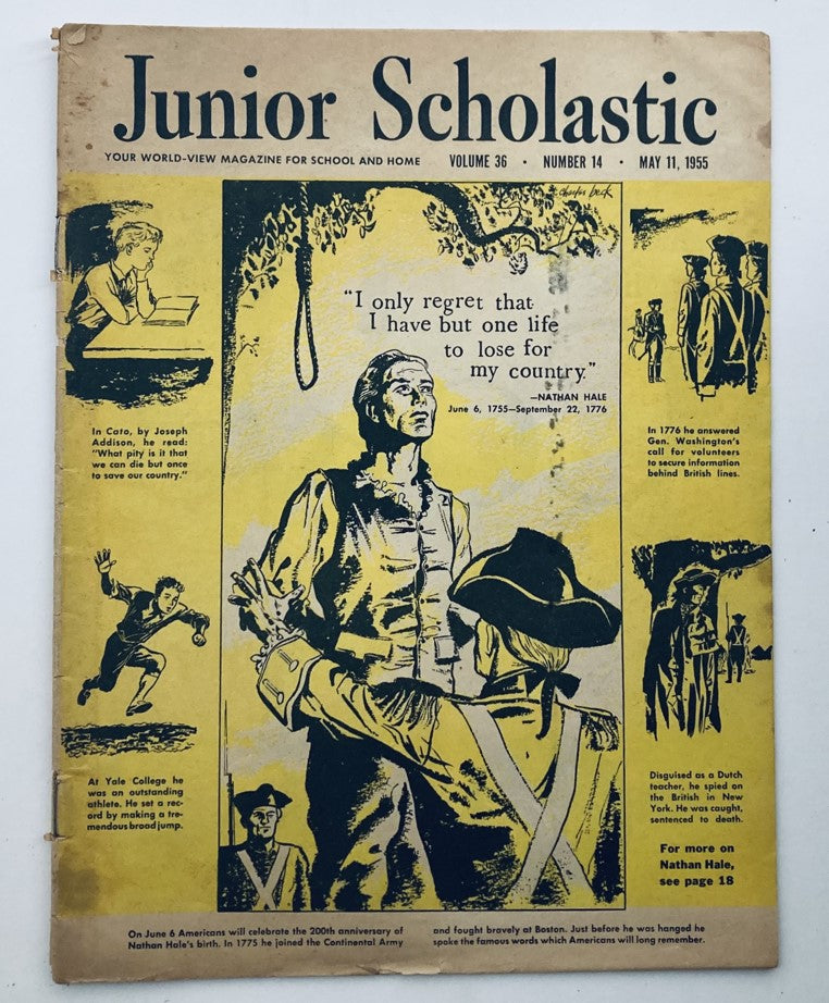 VTG Junior Scholastic Magazine May 11 1955 Nathan Hale 1755-1776 No Label