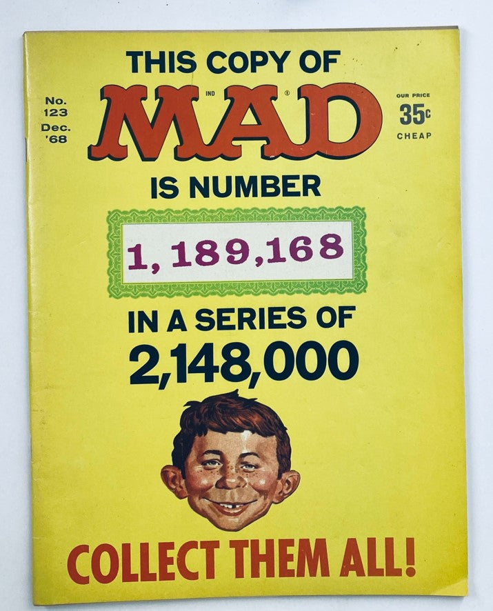 Mad Magazine December 1968 No. 123 Screnes From Home Movies 6.0 FN Fine No Label