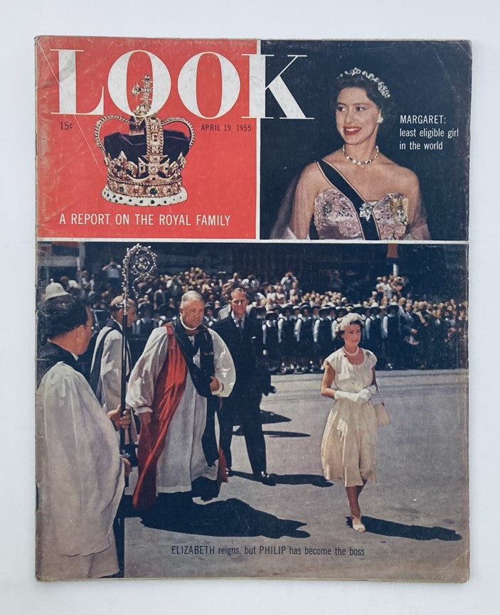 RES* VTG Look Magazine April 19 1955 Vol 19 No. 8 Elizabeth and Philip No Label