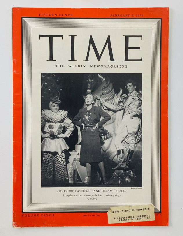 VTG Time Magazine February 3 1941 Vol 37 No. 5 Actress Gertrude Lawrence