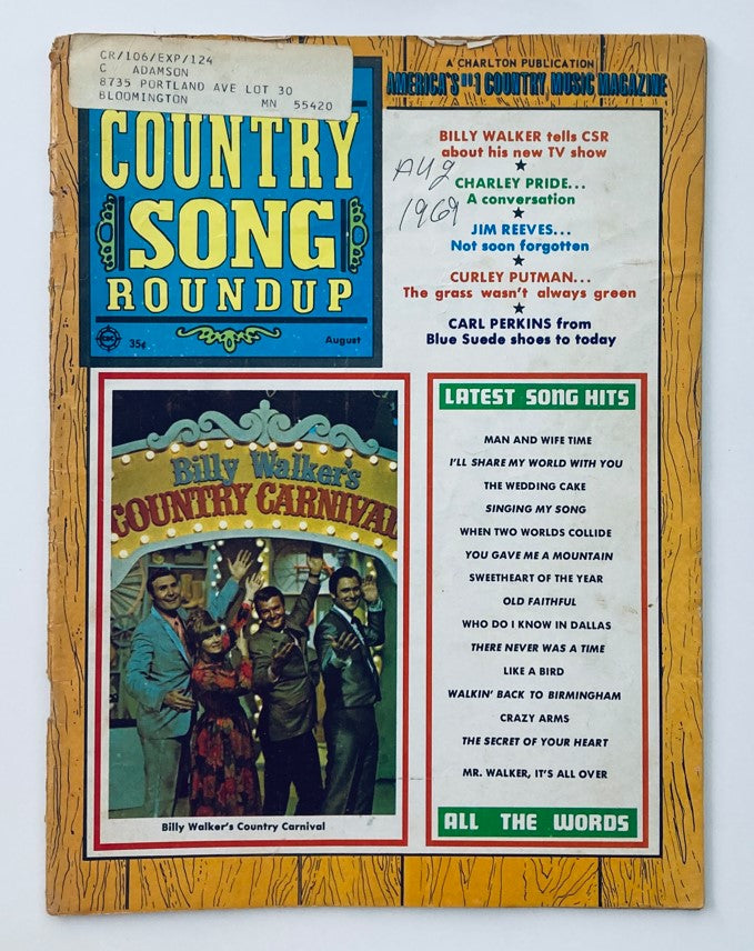 VTG Country Song Roundup Magazine August 1969 Billy Walker's Country Carnival