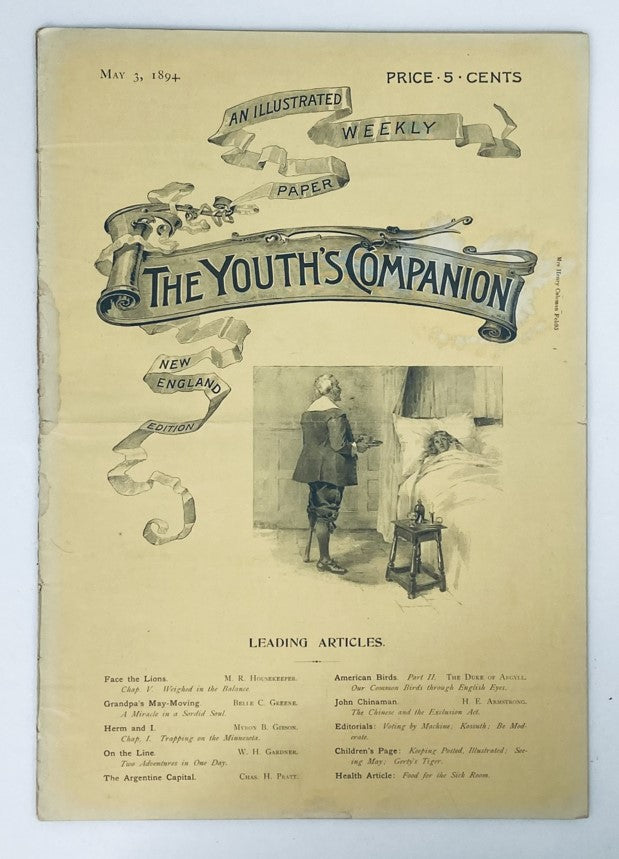 VTG The Youth's Companion Magazine May 3 1894 Grandpa's May-Moving No Label