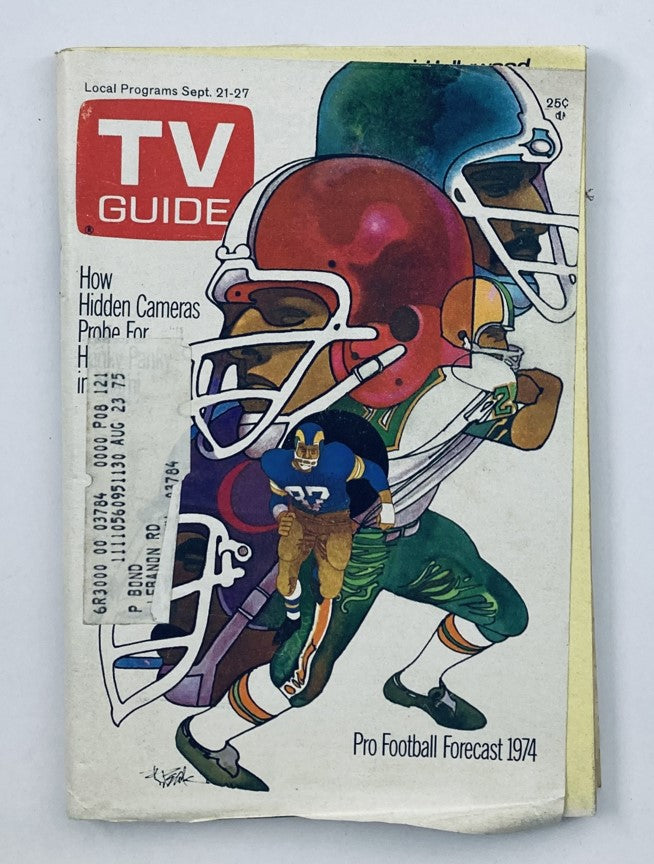 TV Guide Magazine September 21 1974 #1121 Pro Football 1974 New Hampshire Ed.