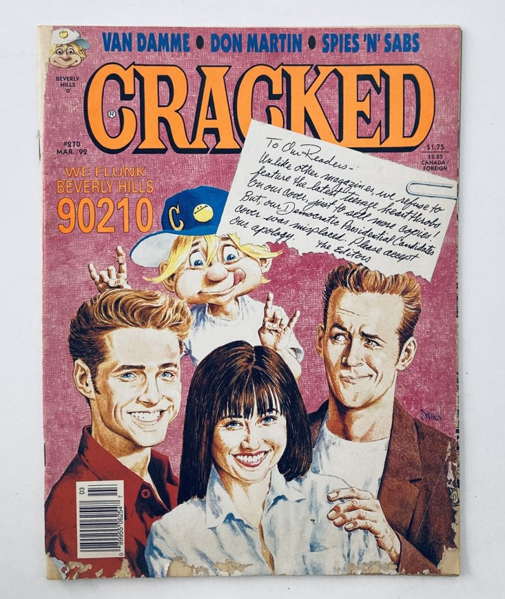 VTG Cracked Magazine March 1992 No. 270 Beverly Hills 90210 2.0 GD Good No Label