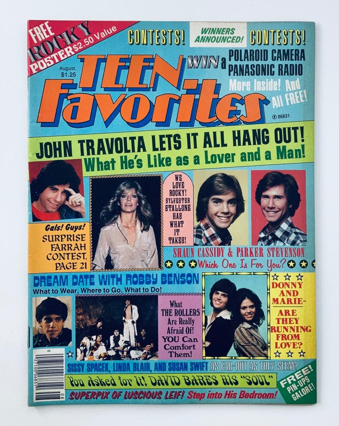 VTG Teen Favorites Magazine August 1977 John Travolta w Rocky Poster No Label