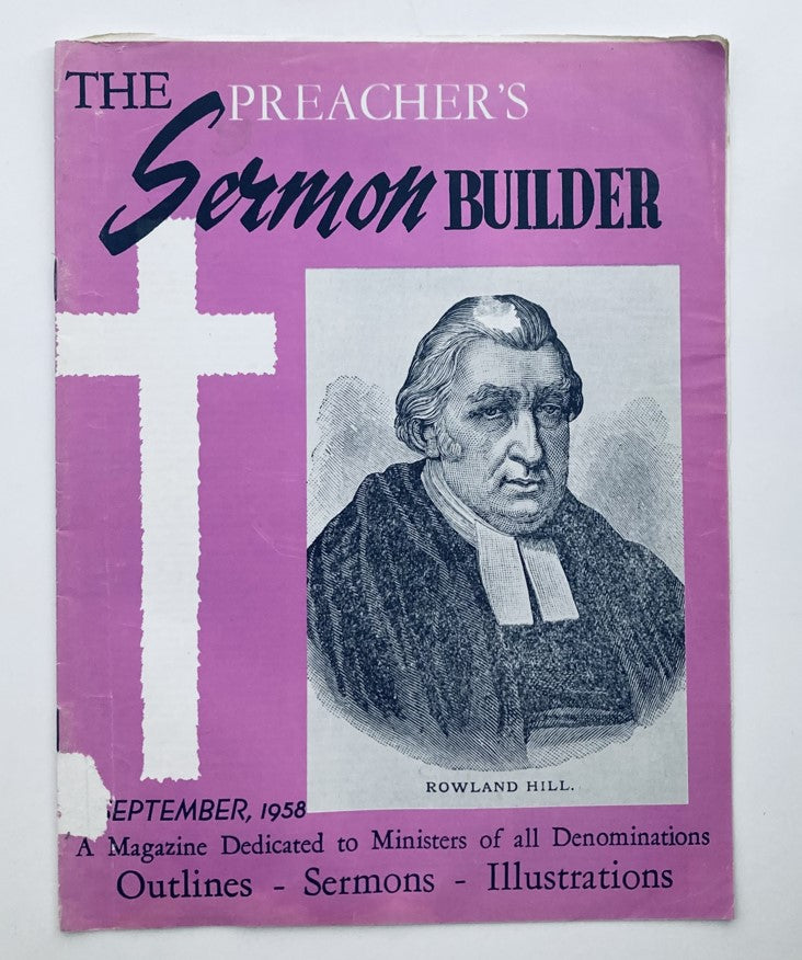 VTG The Preacher's Sermon Builder Magazine September 1958 Rowland Hill