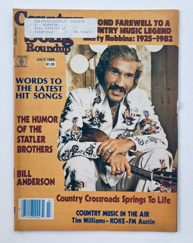 VTG Country Song Roundup Magazine July 1983 Marty Robins 1925 - 1982