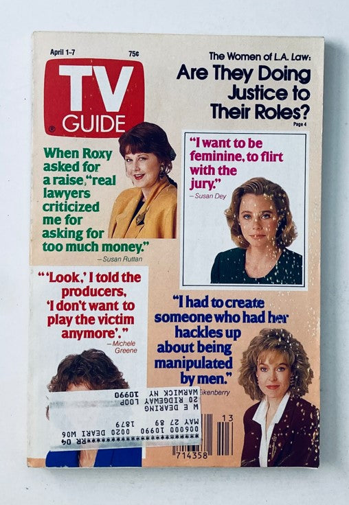 TV Guide Magazine April 1 1989 Susan Dey, Jill Eikenberry NY Metro Ed.