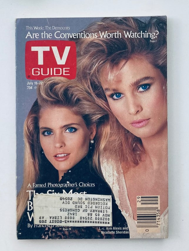 Cover of TV Guide Magazine, July 16, 1988 featuring Nicollette Sheridan, with the title 'TV Guide Magazine July 16 1988 Nicollette Sheridan WA-Baltimore Ed.' showcasing the magazine's cover design and images.