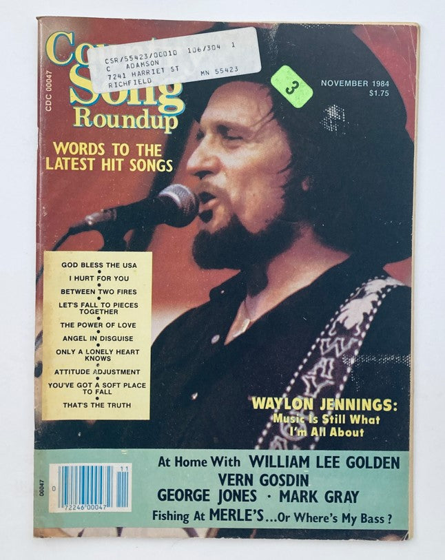 VTG Country Song Roundup Magazine November 1984 Waylon Jennings Cover