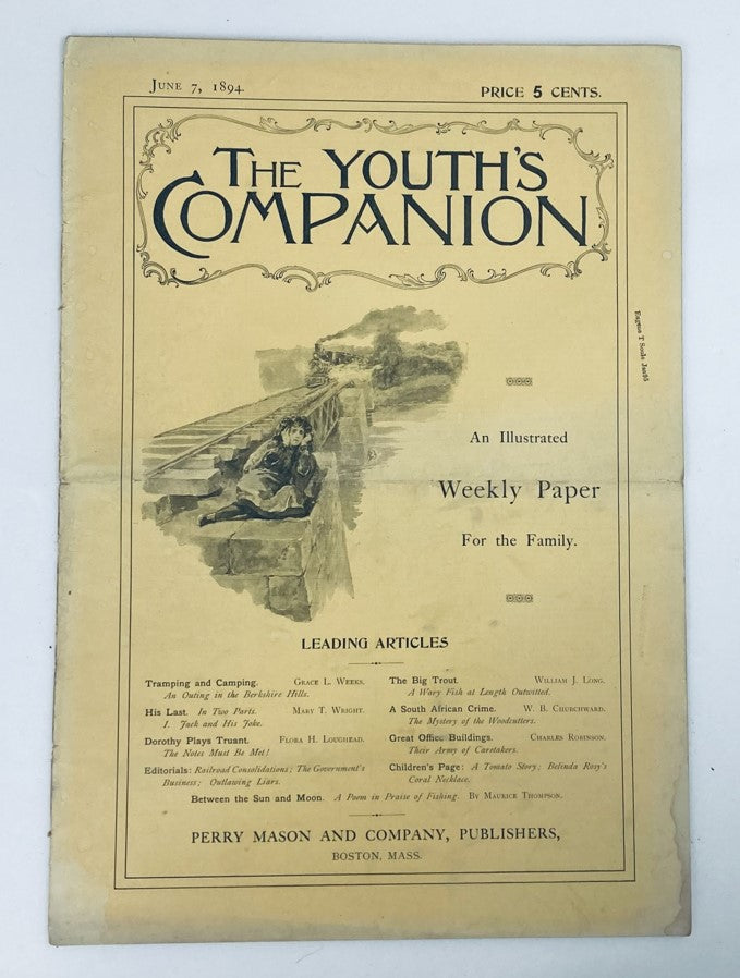 VTG The Youth's Companion Magazine June 7 1894 Tramping and Camping No Label