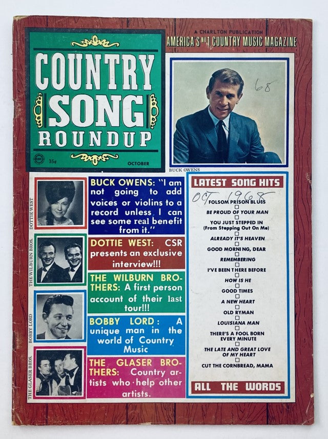 VTG Country Song Roundup Magazine October 1968 Buck Owens & Dottie West